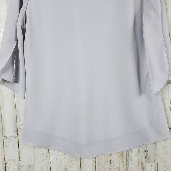 ACEVOG Scoop Neck Blouse Top Light Gray Size Medium - Picture 5 of 10